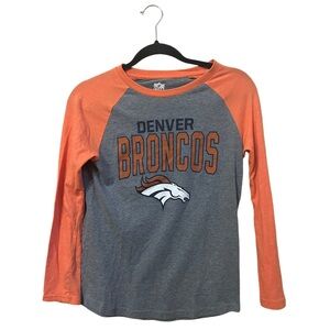Kids size large Denver broncos tee grey and orange
